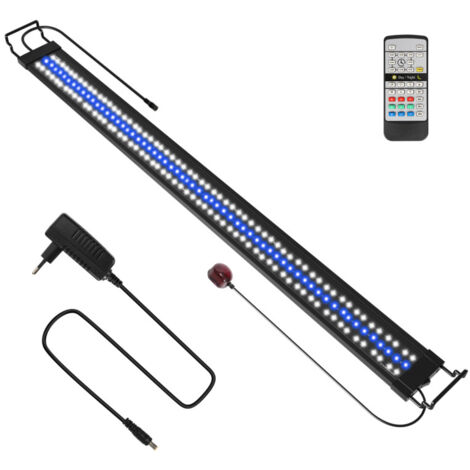 SWANEW Acquario LED dimmerabile con telecomando per l'illuminazione della pianta di pesce. 117.5 cm. 120-150 cm lampada estensibile