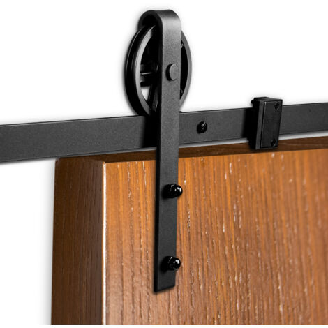 SWANEW Kit di binari per porte di fienile da 1,83 m Kit di binari in stile classico per una lunga durata, pratica e resistente alla ruggine, nero Ruota grande