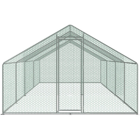 SWANEW Recinto per polli 24 m² recinto in rete metallica 8x3 M in acciaio zincato Gabbia per animali