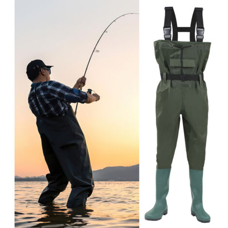 SWANEW waders denari nylon pesce stagno pantaloni impermeabili pescatore stagno pantaloni in gomma con stivali 46 con gancio (1/5)