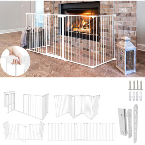 SWANEW Barriera di sicurezza 310 cm per Bambini e Animali Griglia di Sicurezza per Camino Pieghevole per Porte o Scale 5 Pannelli Noir