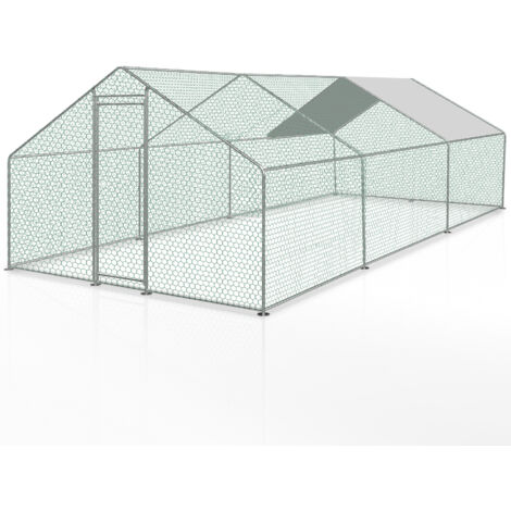SWANEW Recinto per polli 18 m² recinto in rete metallica 6x3 M in acciaio zincato Gabbia per animali