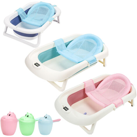 Randaco Vaschetta da bagno pieghevole con cuscino da bagno antiscivolo salvaspazio per neonati da 0 mesi Rosa (1/5)