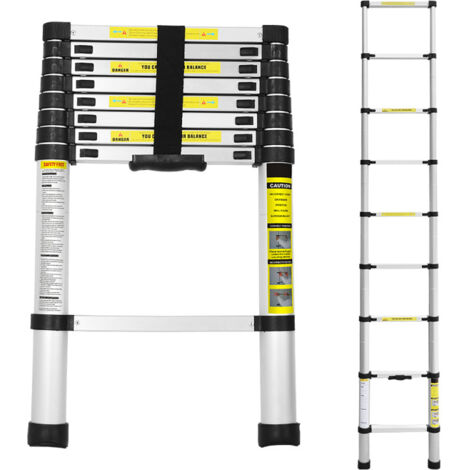 SWANEW Escalera telescópica hasta 150 kg Escalera multifunción estable de aluminio 2.6 m (1/4)