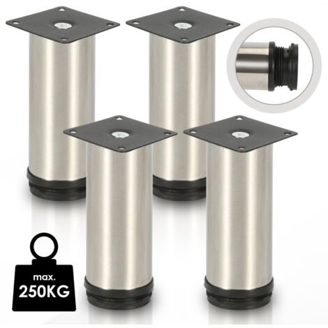 4X mobili piedi piedistallo mobili piedi armadio gambe regolabile letto-acciaio inox-100mm (1/5)