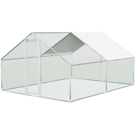 SWANEW Recinto per pollaio con rete metallica 3x4x2 m con porta laterale e tetto a cupola 12 m² (1/5)