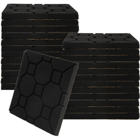 SWANEW Pannelli fonoassorbenti in schiuma acustica, set di 24, 30x30x2. 5cm, pannelli fonoassorbenti quadrati per pareti, pannelli acustici, tappetini in schiuma acustica per pareti di studi - Nero (1/5)