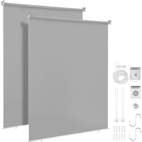 SWANEW 2X Tenda verticale Tenda da esterno per balcone Tenda a rullo Schermo retrattile da esterno Protezione solare 140x240CM Grigio