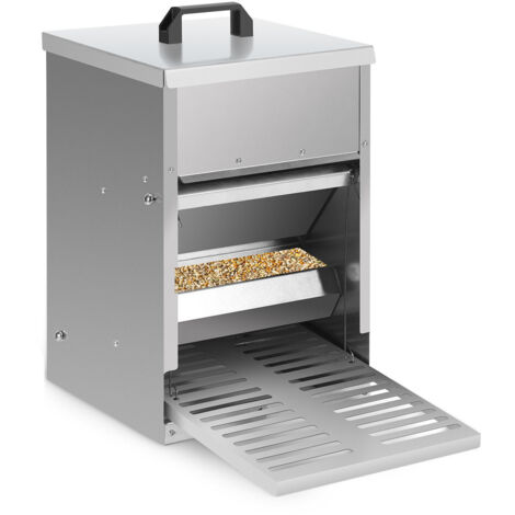 SWANEW 2x Mangiatoia per polli in acciaio zincato – Mangiatoia automatica da 5 kg con pedale e protezione impermeabile per polli e altro pollame (1/5)
