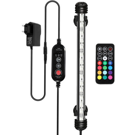 SWANEW Lampada LED per acquario - Lampada a cambio colore con telecomando colorato - IP67 RGB - 38 5 cm