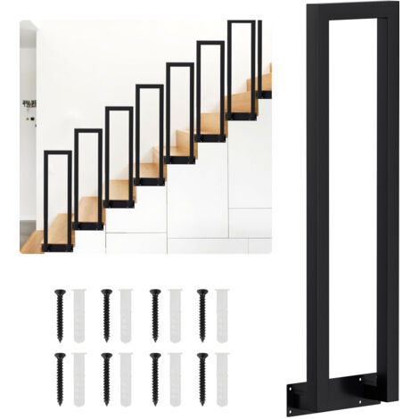SWANEW 85 cm a U Nero Ghisa Ringhiera verniciata a polvere Corrimano Scale Maniglia Tenuta sicura Montaggio laterale