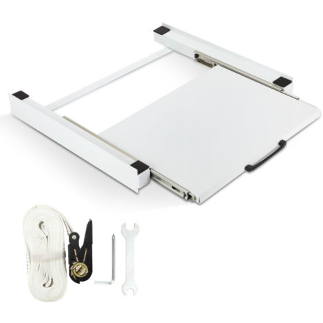 SWANEW Kit sovrapposizione Capacità di carico fino a 150 kg per lavatrice Telaio intermedio con mensola estraibile Bianco 60x54 cm