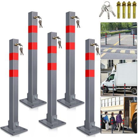 5X Dissuasore d'acciaio pieghevole 65cm Set in acciaio post di parcheggio di cemento