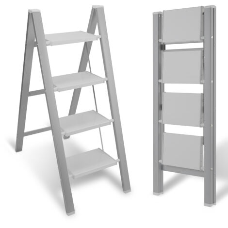 SWANEW Scala pieghevole. scala in lega di alluminio con portata di 150 kg - 4 gradini argento. circa 110 cm (1/5)