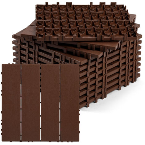 SWANEW 11 Piastrelle per patio, Piastrelle in plastica per pavimenti con sistema a clic per giardini, 30x30 cm, Antracite (1/5)