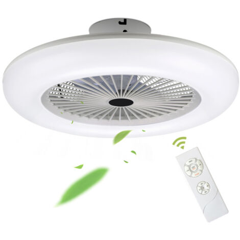 Randaco Ventilatore a soffitto Con telecomando con led Bianco - Tondo Ventilatore per lampadari Ventilatore led
