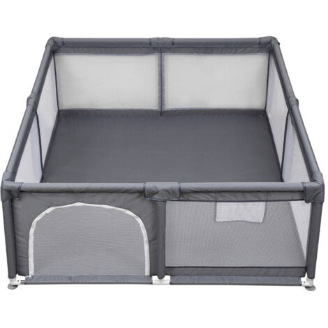 SWANEW Box per Bambini Centro Attività Portatile per Neonati. Rete Traspirante. 180 x 150 x 68cm (Grigio)
