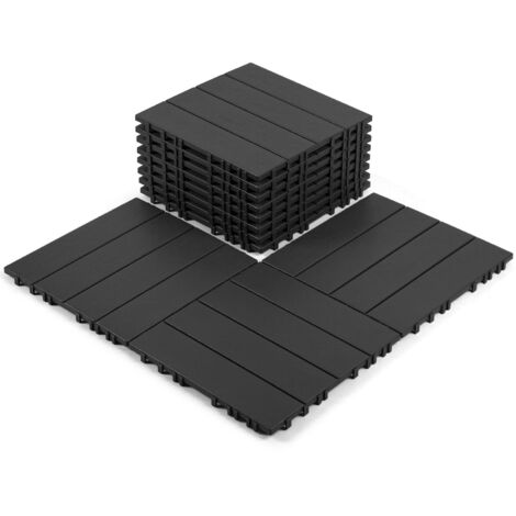 SWANEW 11 Piastrelle per patio, Piastrelle in plastica per pavimenti con sistema a clic per giardini, 30x30 cm, marrone (1/5)