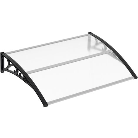 SWANEW Tettoia per porta 100 x 150 cm Tettoia Marquise per Porta in alluminio Protezione Esterna Contro Pioggia e Intemperie