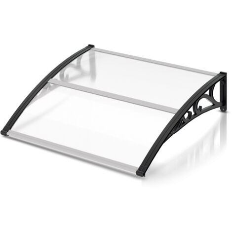 SWANEW Tettoia per porta 100 x 120 cm Tettoia Marquise per Porta in alluminio Protezione Esterna Contro Pioggia e Intemperie