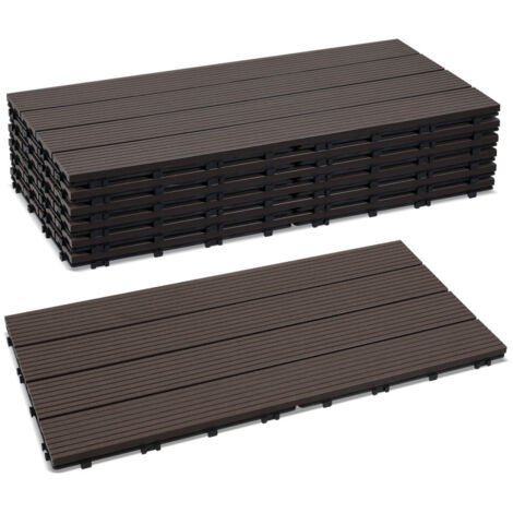 SWANEW Lastra per terrazza Piastrelle in legno per giardino, Piastrelle per terrazza 30x60 cm, Impermeabile, Sistema Café Click 30 pezzi (1/5)