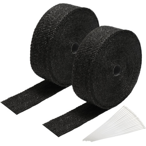 SWANEW 2x 10M Titanio isolamento termico nastro tubo di scarico nero con 20 fascette metalliche (1/5)