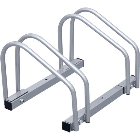 SWANEW Bicycle stand per 2 biciclette per pavimento e muro di montaggio in acciaio zincato. 41 x 32 x 26 cm (1/5)