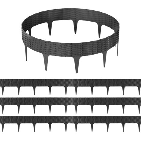 Bordo Per Prato In Plastica Seiletech – Bordure Per Aiuole 38 Cm X 10 M Con 20 Picchetti, Colore Grafite
