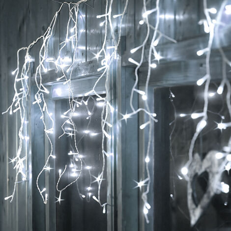 SWANEW 10m 200 LED Congelamento Pioggia Ghiacciolo Luci da Giardino di Natale Tenda Luci Leggiadramente. Bianco Freddo (1/5)