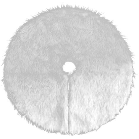 SWANEW Couverture d'arbre de Noël. couverture d'arbre de Noël forme ronde flocon de neige blanc en peluche tapis de support d'arbre de Noël pour les décorations de vacances de Noël 90cm (1/5)