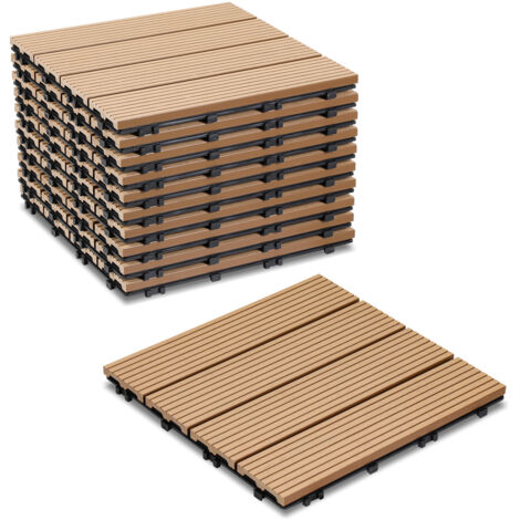 SWANEW Piastrelle per terrazza in WPC 30x30 cm, piastrelle per balcone da 2 mq, piastrella a clic, teak, 22 pezzi (1/5)