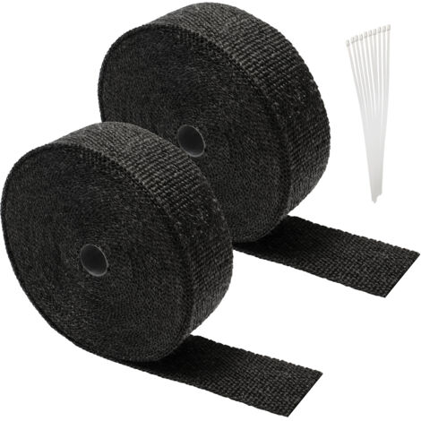 SWANEW 2x 10M Titanio Aislamiento Térmico Cinta Tubo de Escape Negro Con 20 Bridas Metálicas (1/5)