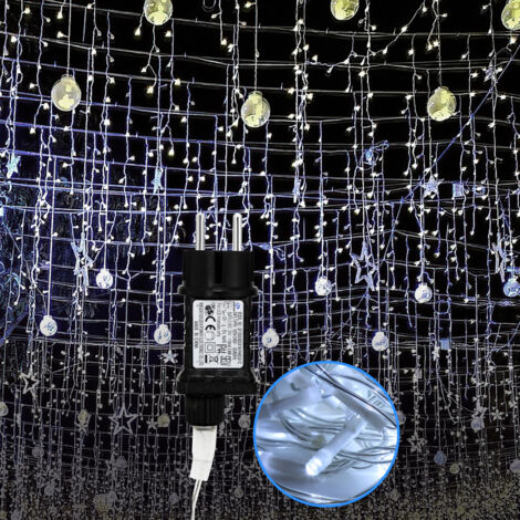 Randaco 10m 200 LED Congelamento Pioggia Ghiacciolo Luci da Giardino di Natale Tenda Luci Leggiadramente, Bianco Freddo (1/5)