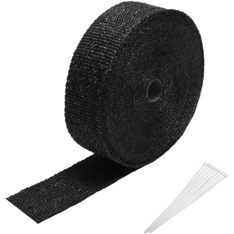 SWANEW 10M Titanio Aislamiento Térmico Cinta Tubo de Escape Negro Con 10 Bridas Metálicas (1/5)