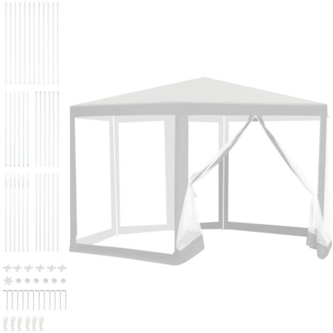 Tenda con zanzariera Tenda esagonale per feste all'aperto per pergolato da giardino resistente ai raggi UV 2x2x2m bianco (1/5)