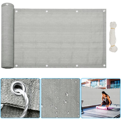 SWANEW Schermatura privacy per balcone 600x90 cm Copertura privacy HDPE grigia 180GR/M2