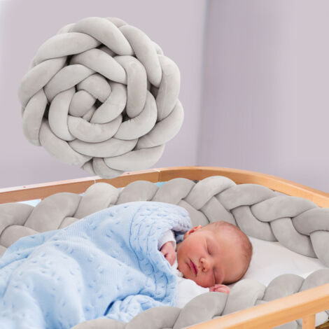 SWANEW Cornice per lettino a serpentina tessuta a mano resistente e lavabile grigio 2M