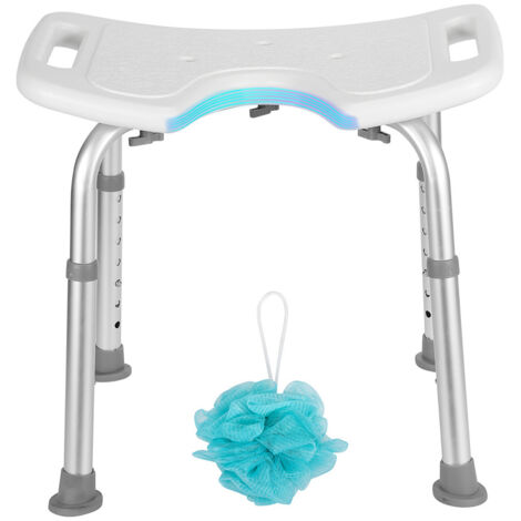 SWANEW Sedile per doccia regolabile in altezza sgabello per doccia Sgabello per doccia. sgabello per bagno. piedini ergonomici antiscivolo carico Bis 136 Kg alu HDPE bianco