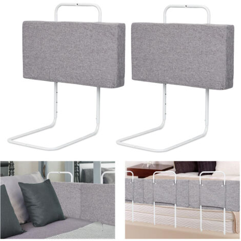 SWANEW Sponda Letto Griglia di protezione per il Letto Bambini 50 cm Barriere per letto Anticaduta Regolabile in Altezza per Letto. Protezioni Laterali Regolabili. 2 Pezzo. Grigio Lino