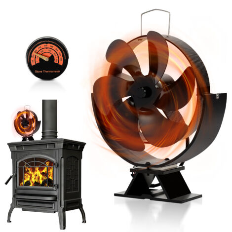 Ventilatore Termoalimentato Per Stufa A Legna – 7 Pale, Con Termometro Magnetico, Silenzioso, Risparmio 28% Combustibile