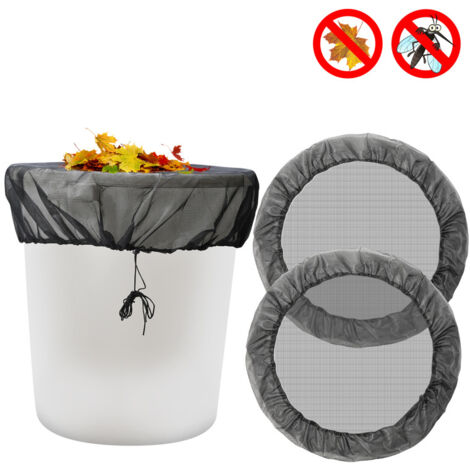 SWANEW Rete per barile da pioggia 2 pezzi copertura per barile da pioggia 95 cm con coulisse regolabile Rete in poliestere per barile da pioggia Nero (1/5)