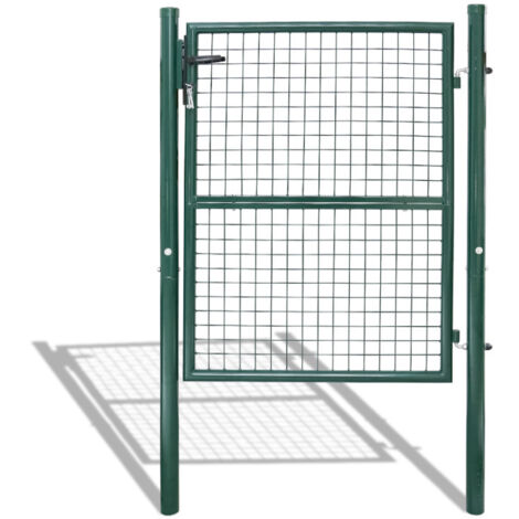 SWANEW Gartentor Zaundertor 160 x 100 cm tubo in acciaio zincato incluso blocco e porta chiave della porta del giardino mesh di dimensioni 5 × 5 cm di ruggine -resistente verde