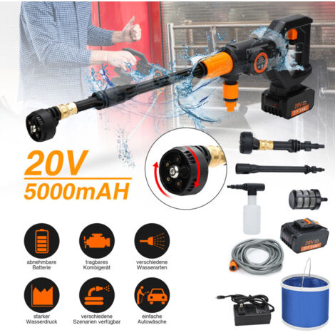 SWANEW Idropulitrice a batteria. pistola ad acqua ad alta pressione. batteria da 20 V. tubo flessibile da 5 m. per auto. casa e giardino