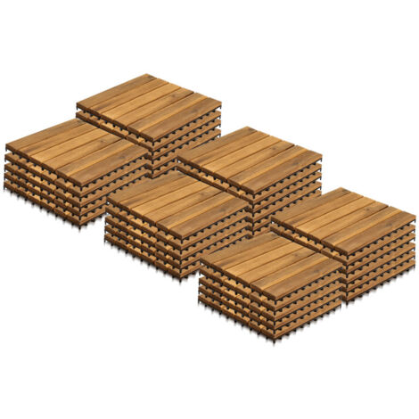 SWANEW Piastrella in legno di acacia 30 x 30 Piastrelle a incastro Piastrelle per balconi Piastrelle per terrazze Piastrelle in legno per terrazze Sistema a incastro Per esterni 99x