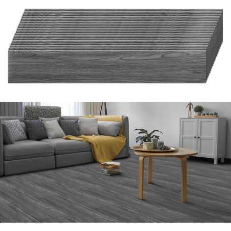 SWANEW Pavimento PVC di design, Strisce viniliche autoadesive, Pavimento vinilico Deluxe, 91,5 cm x 15,2 cm x 2 mm, 18 pezzi 2,51 m² Legno scuro (1/5)