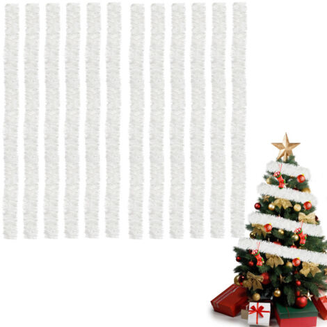 SWANEW Albero di Natale 12x con elegante ghirlanda di pelliccia sintetica da 2 m e nastro ornamentale (1/5)