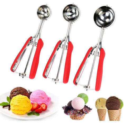 SWANEW Cucchiaio gelato cucchiaio gelato acciaio inox 3 gelato melone cucchiaio gelato con grilletto diverso. 6 cm. 5 cm. 4 cm (1/5)