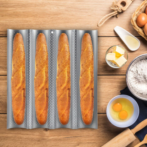 SWANEW Stampo per baguette. stampo per baguette. stampo per baguette. stampo per pane. stampo per baguette da forno. stampo per baguette forato (1/5)