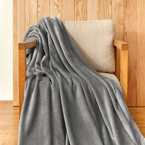 Jiubiaz Coperta di flanella 220x240cm grigio scuro ultra morbida coperta da salotto coperta da camera coperta plaid morbida per divano e letto morbido