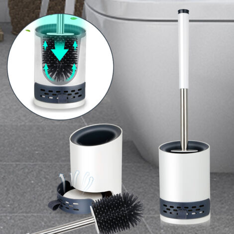 BGL Set Spazzola WC Con Montaggio A Muro – Acciaio Inox 304, Supporto ABS Rimovibile, Design Salvaspazio Con Testina Ricambio